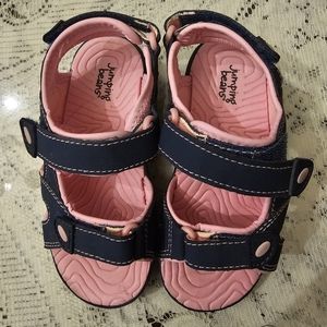 Jumping Beans velcro sandals pink and blue (gently used) Girls Size 10